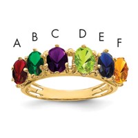 14K Yellow Gold 6 Genuine Stone Family Ring view 1