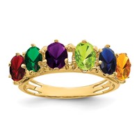 14K Yellow Gold 6 Genuine Stone Family Ring view 2