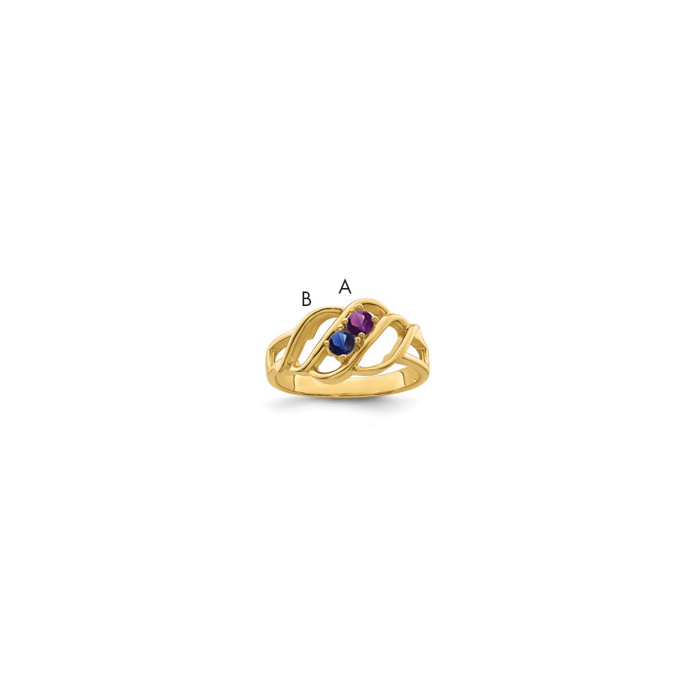 14K Yellow Gold Synthetic Family Jewelry Ring