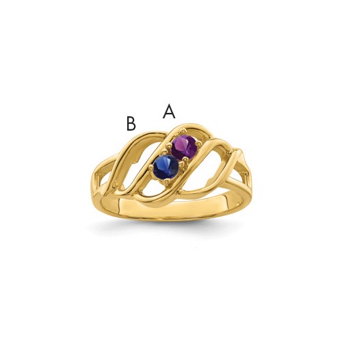 14K Yellow Gold Synthetic Family Jewelry Ring
