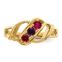 14K Yellow Gold Genuine 3 Stone Mother's Ring view 5