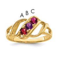14K Yellow Gold Genuine 3 Stone Mother's Ring view 1