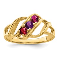 14K Yellow Gold Genuine 3 Stone Mother's Ring view 2