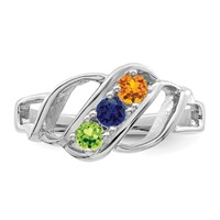 14K White Gold Genuine 3 Stone Mother's Ring view 5