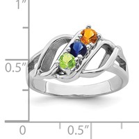 14K White Gold Genuine 3 Stone Mother's Ring view 4