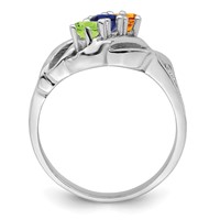 14K White Gold Genuine 3 Stone Mother's Ring view 2