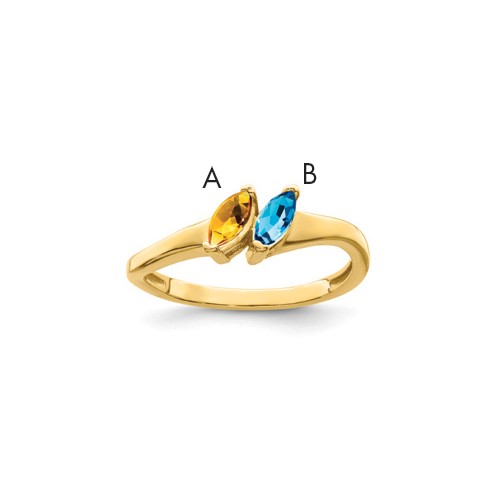 14K Yellow Gold Personalized 2-Name Synthetic 2 Stone Couple's Ring