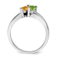 Sterling Silver Rhodium-plated Synthetic 2 Stone Mother's Ring view 3