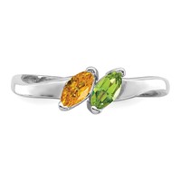 Sterling Silver Rhodium-plated Synthetic 2 Stone Mother's Ring view 5