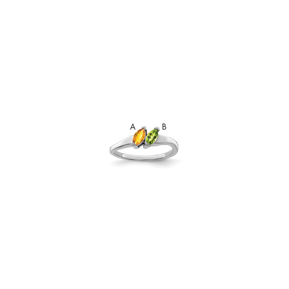 Sterling Silver Rhodium-plated Synthetic 2 Stone Mother's Ring