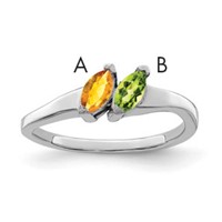 Sterling Silver Rhodium-plated Synthetic 2 Stone Mother's Ring view 1