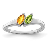 Sterling Silver Rhodium-plated Synthetic 2 Stone Mother's Ring view 2