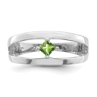 Sterling Silver Rhodium-plated Synthetic Single Stone Mother's Ring view 5