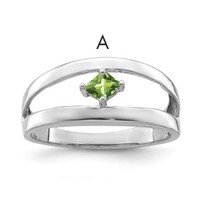Sterling Silver Rhodium-plated Synthetic Single Stone Mother's Ring view 1