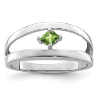 Sterling Silver Rhodium-plated Synthetic Single Stone Mother's Ring view 2