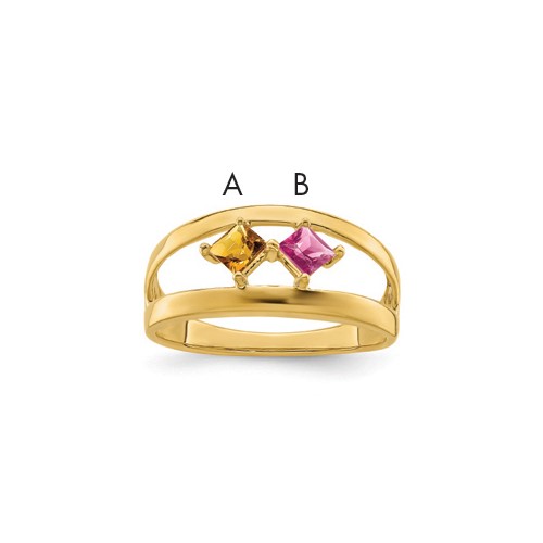 14K Yellow Gold Synthetic Family Jewelry Ring