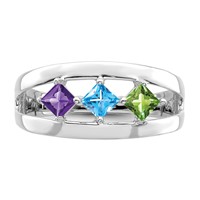 14K White Gold Synthetic Family Jewelry Ring view 5