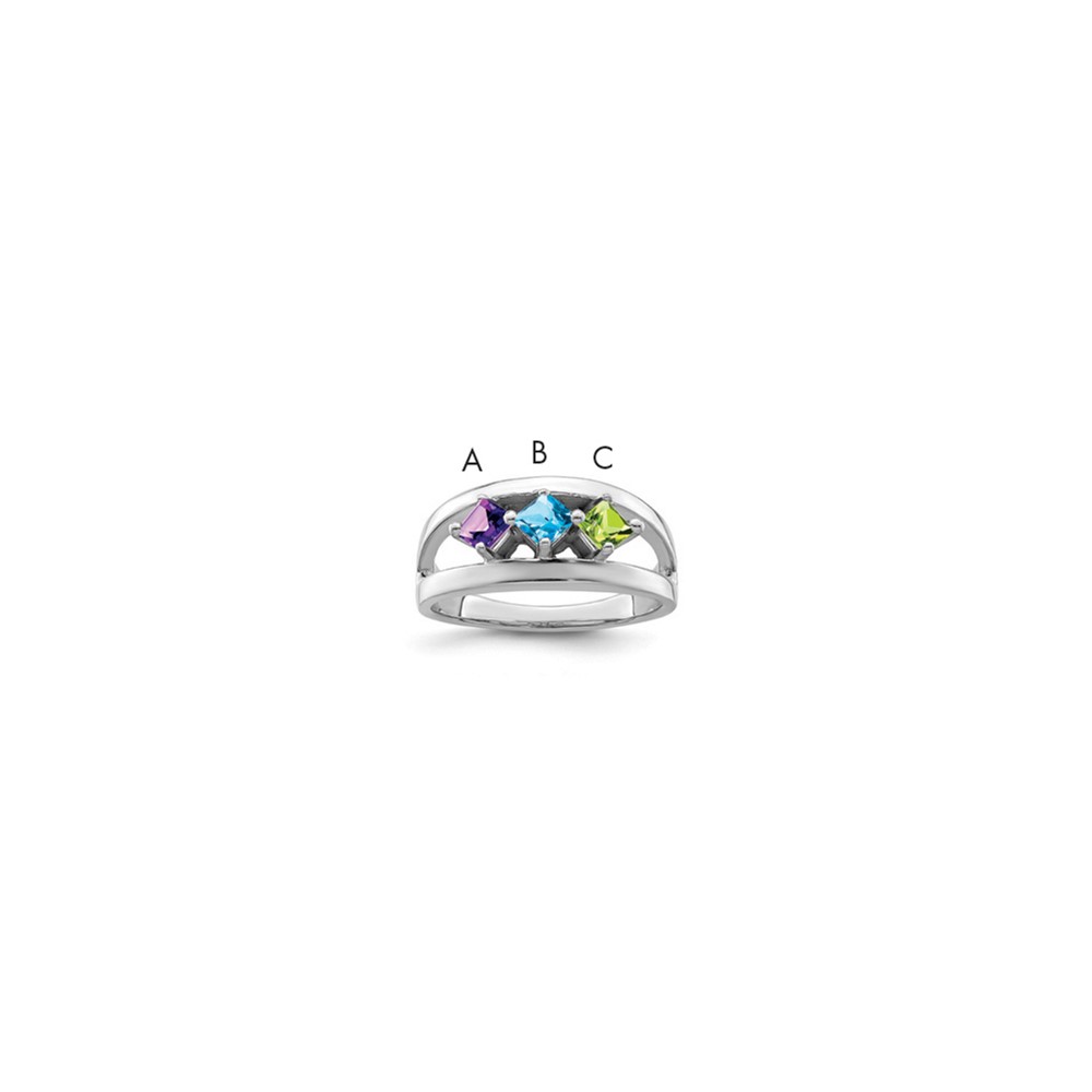 14K White Gold Synthetic Family Jewelry Ring