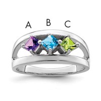 14K White Gold Synthetic Family Jewelry Ring view 1