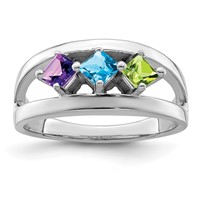 14K White Gold Synthetic Family Jewelry Ring view 2