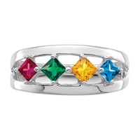14K White Gold Genuine Family Jewelry Ring view 5
