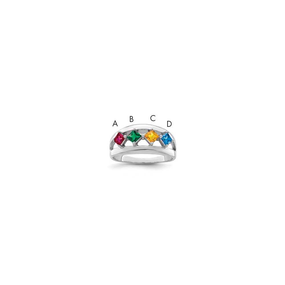 14K White Gold Genuine Family Jewelry Ring