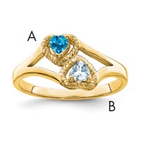 14K Yellow Gold Personalized 2-Name Genuine 2 Stone Couple's Ring view 4