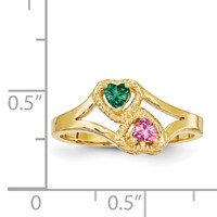 14K Yellow Gold Personalized 2-Name Genuine 2 Stone Couple's Ring view 3