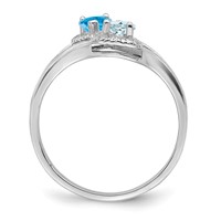 Sterling Silver Rhodium-plated Synthetic 2 Stone Mother's Ring view 3