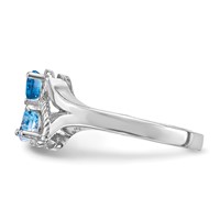 Sterling Silver Rhodium-plated Synthetic 2 Stone Mother's Ring view 4