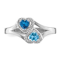 Sterling Silver Rhodium-plated Synthetic 2 Stone Mother's Ring view 5