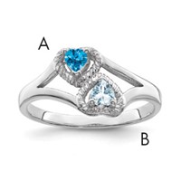 Sterling Silver Rhodium-plated Synthetic 2 Stone Mother's Ring view 1
