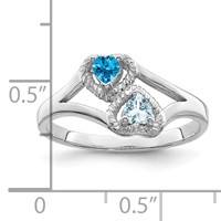 14K White Gold Personalized 2-Name Synthetic 2 Stone Couple's Ring view 4