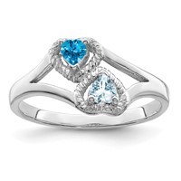 Sterling Silver Rhodium-plated Synthetic 2 Stone Mother's Ring view 2