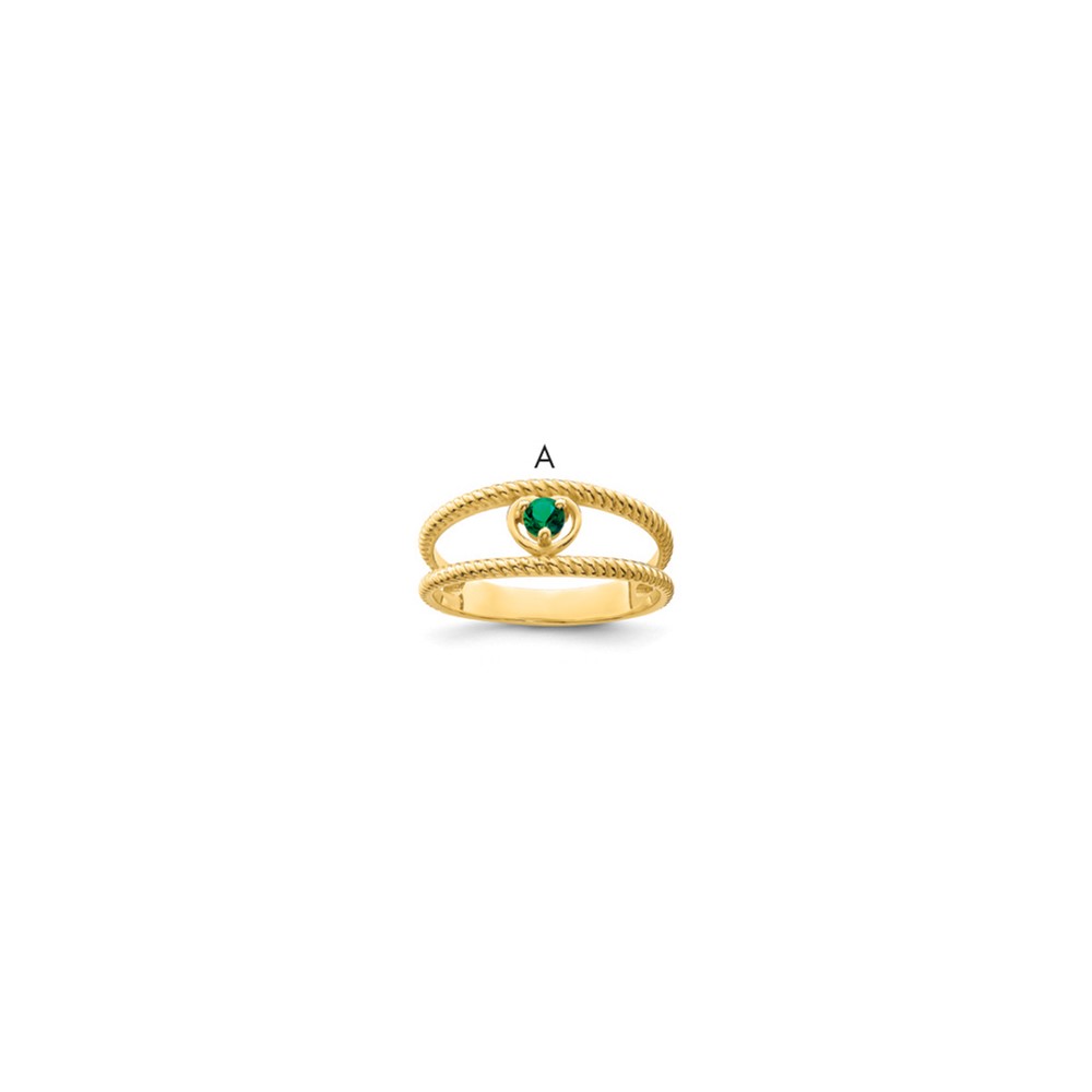 14K Yellow Gold Synthetic Family Jewelry Ring