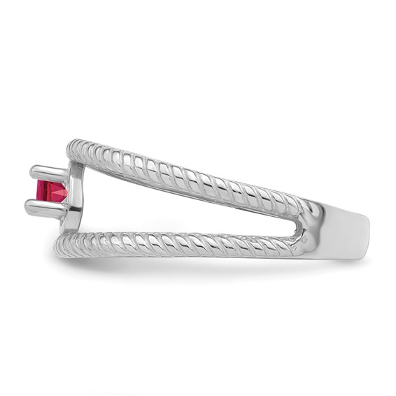 Sterling Silver Rhodium-plated Synthetic 2 Stone Mother's Ring