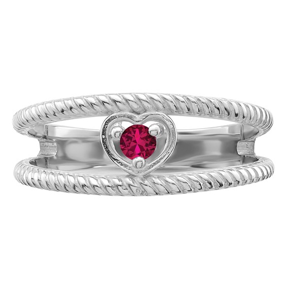 Sterling Silver Rhodium-plated Synthetic 2 Stone Mother's Ring