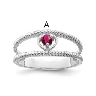 Sterling Silver Rhodium-plated Synthetic 2 Stone Mother's Ring