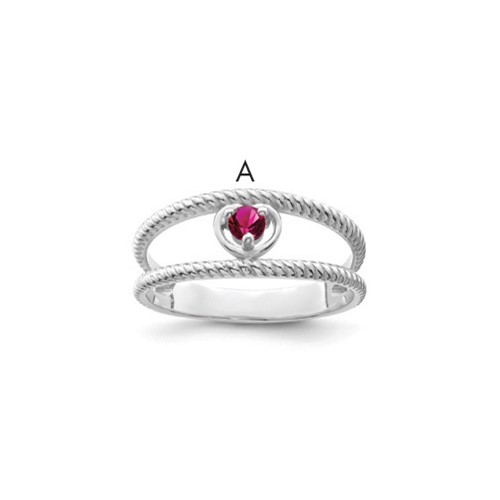 Sterling Silver Rhodium-plated Synthetic Single Stone Mother's Ring