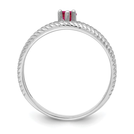 Sterling Silver Rhodium-plated Synthetic 2 Stone Mother's Ring