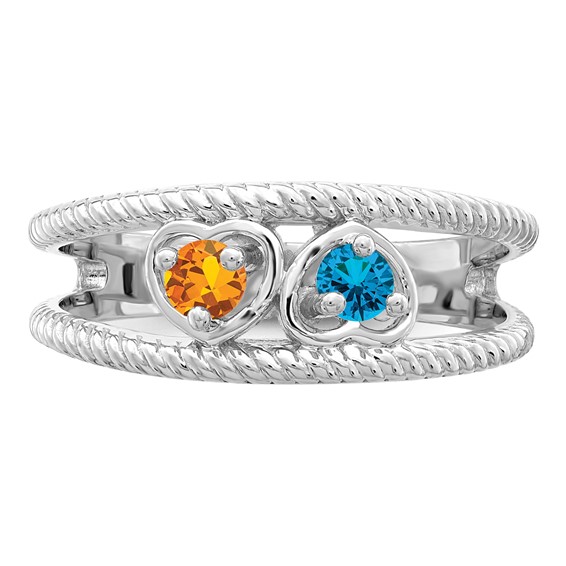 Sterling Silver Rhodium-plated Synthetic Family Jewelry Ring