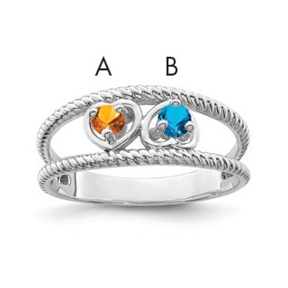 Sterling Silver Rhodium-plated Synthetic Family Jewelry Ring
