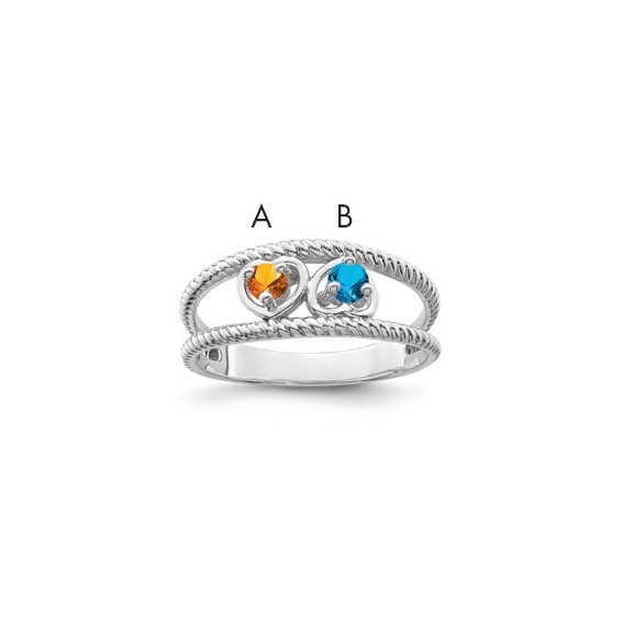 Sterling Silver Rhodium-plated Synthetic Family Jewelry Ring