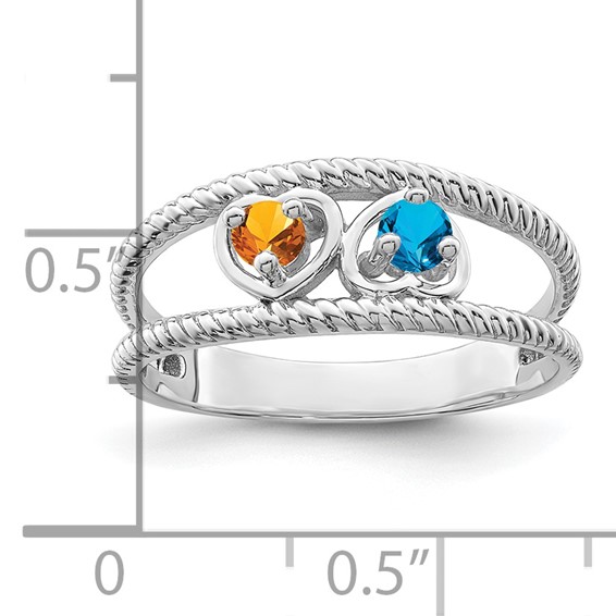 Sterling Silver Rhodium-plated Synthetic Family Jewelry Ring