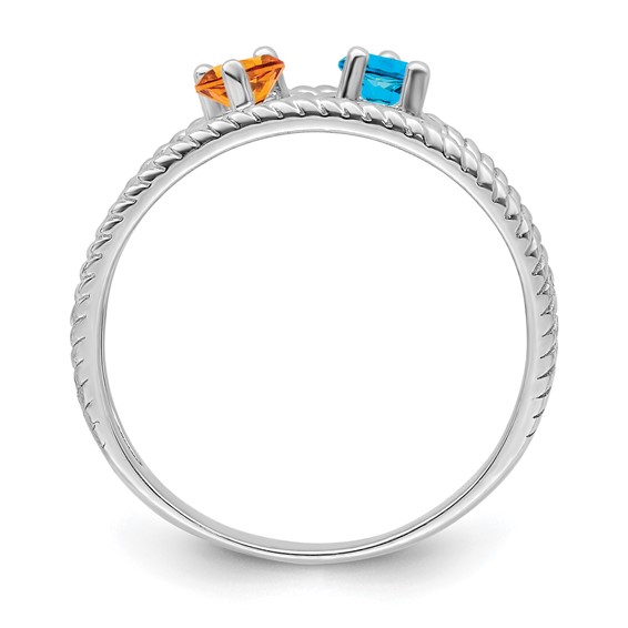 Sterling Silver Rhodium-plated Synthetic Family Jewelry Ring