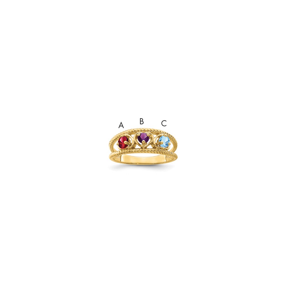 14K Yellow Gold Synthetic Family Jewelry Ring