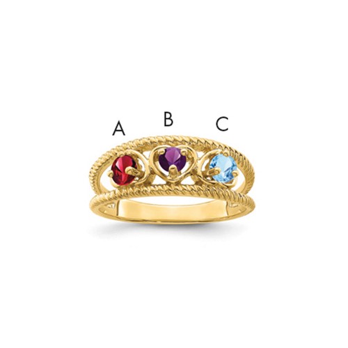 14K Yellow Gold Synthetic Family Jewelry Ring