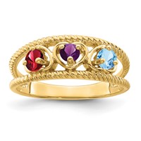 14K Yellow Gold Synthetic Family Jewelry Ring view 2