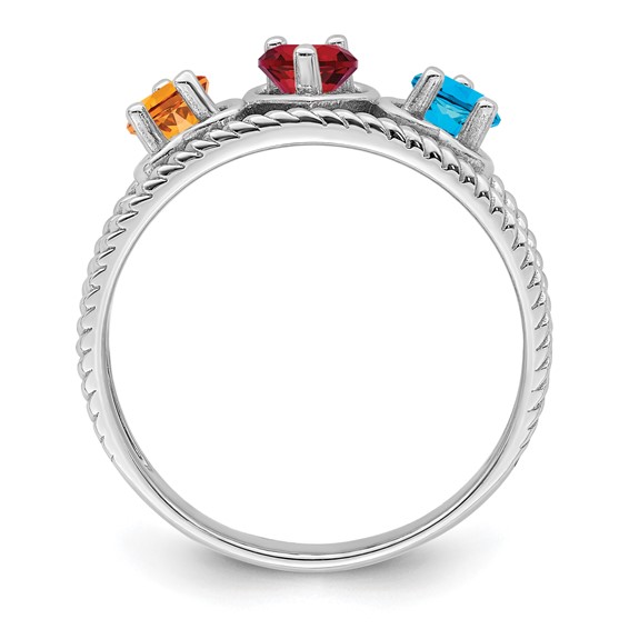 Sterling Silver Rhodium-plated Synthetic Family Jewelry Ring