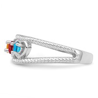 Sterling Silver Rhodium-plated Synthetic Family Jewelry Ring view 4